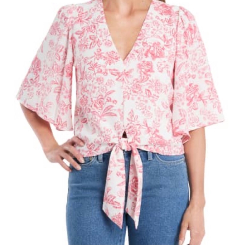 1.STATE NWT FLOUNCE SLEEVE TIE FRONT TOP SIZE XS - Picture 1 of 3